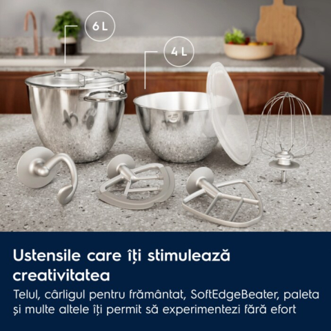 Robot de bucatarie Electrolux E6KM1-8BPT Assistent 800 1200W cu doua boluri din inox [2]