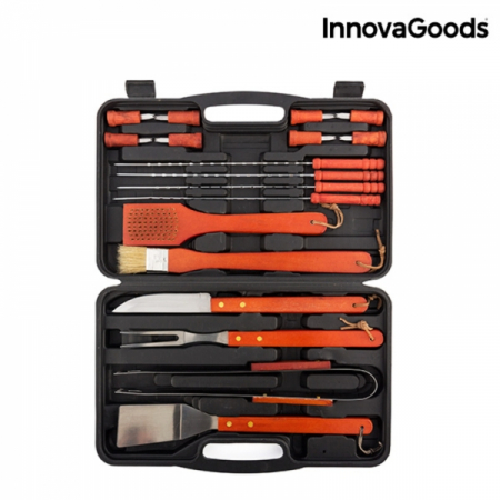 Servieta cu ustensile pentru gratar, InnovaGoods Home Garden, 18 piese, otel inoxidabil [1]