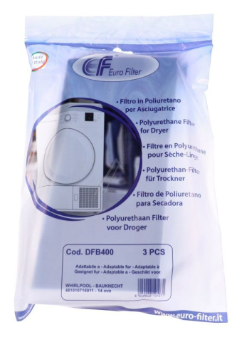 Set 3 filtre cu burete uscator rufe Eurofilter compatibil Whirlpool negru [3]