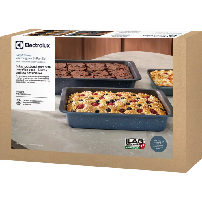 Set 3 tavi pentru cuptor Easy2Clean Electrolux, antiaderente,  mare = 42.4 x 27.5 x 7.8 cm, medie = 37.3 x 24.4 x 6.2 cm, mica= 24.6 x 16.8 x 4.5 cm [8]