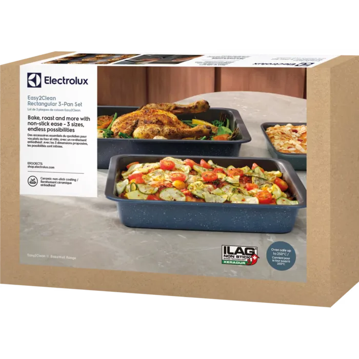 Set 3 tavi pentru cuptor Easy2Clean Electrolux, antiaderente,  mare = 42.4 x 27.5 x 7.8 cm, medie = 37.3 x 24.4 x 6.2 cm, mica= 24.6 x 16.8 x 4.5 cm [7]