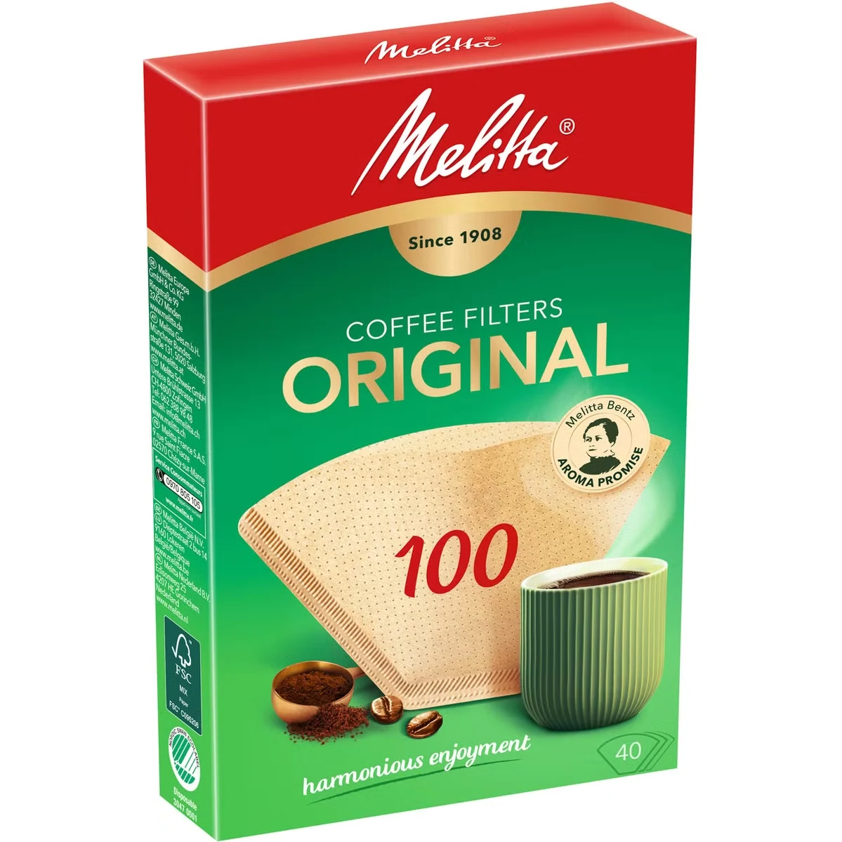 Filtre cafea Melitta Original 100 maro set 40 bucati pentru cafetiera Melitta Aromaboy certificate FSC [0]