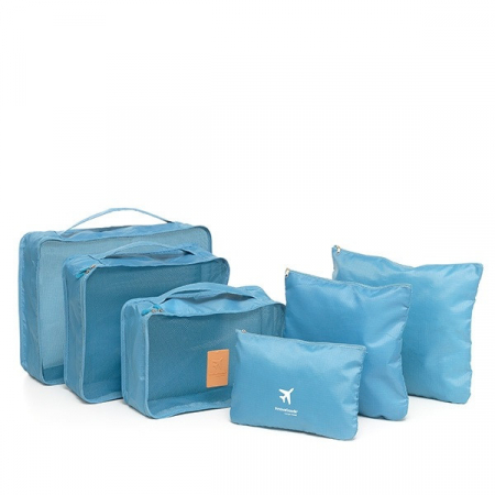 Home & Deco - Set de 6 organizatoare pentru valiza, Luggan, InnovaGoods, Albastru