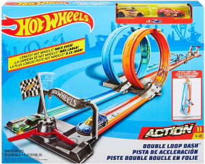 Set de joaca Hot Wheels Double Loop, 2 masinute incluse [5]