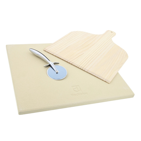 Accesorii Piese Cuptoare - Set Piatra Pizza AEG Electrolux A9OZPS1 - piatra ceramica, paleta lemn, feliator inox