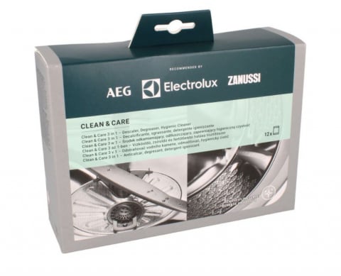 Accesorii Piese Masini Spalat Rufe si Uscatoare - Solutie Electrolux 3in1 Clean and Care pentru masinile de spalat rufe si masinile de spalat vase. 12 x 50g