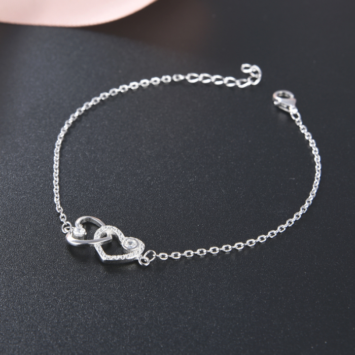 Bratara argint rodiat Doua inimi [3]