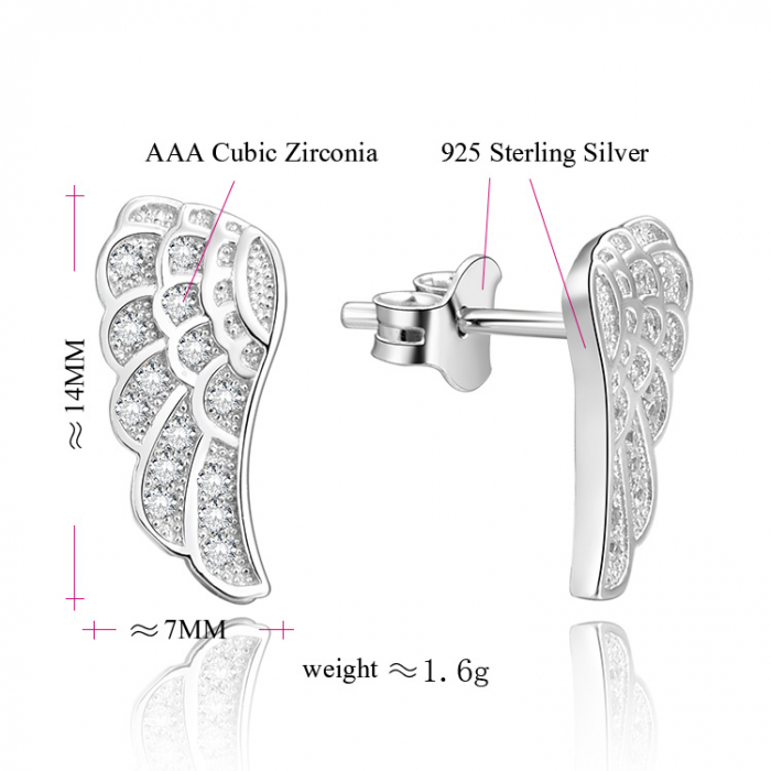 Cercei argint rodiat Aripa [2]