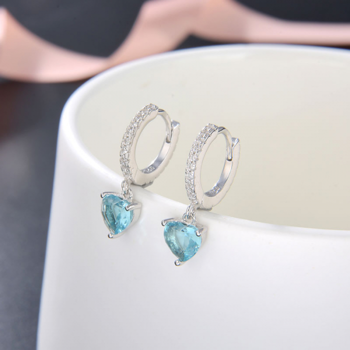 Cercei argint rodiat Blue Heart [3]