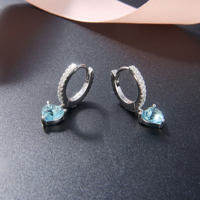 Cercei argint rodiat Blue Heart [2]