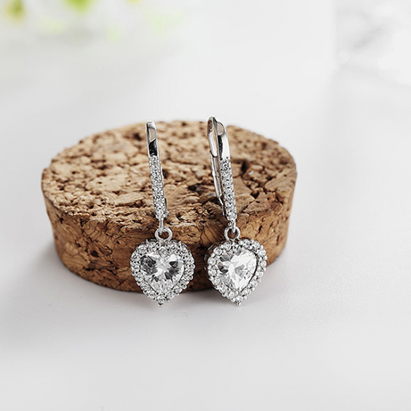 Cercei lungi argint rodiat Heart [2]