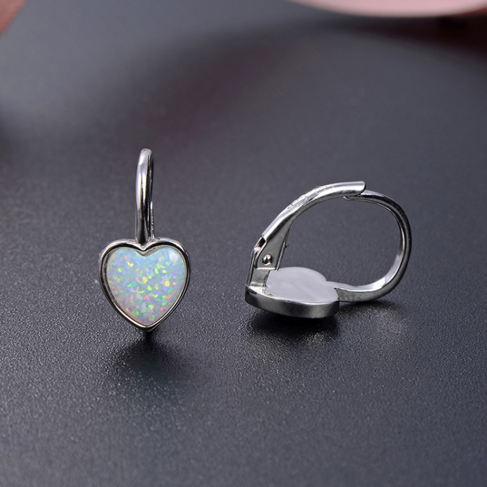 Cercei argint rodiat Opal Heart [5]