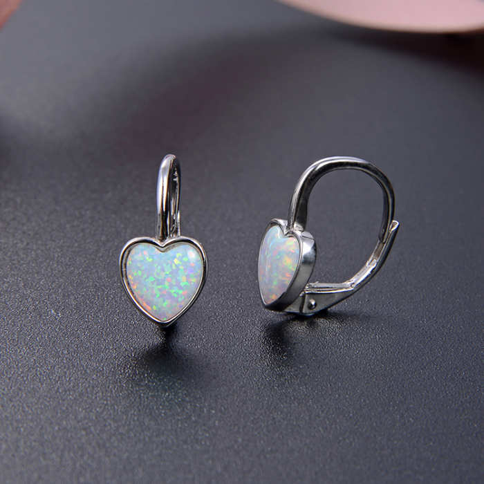 Cercei argint rodiat Opal Heart [4]