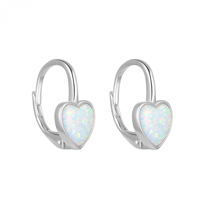 Cercei argint rodiat Opal Heart [2]