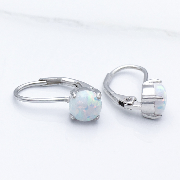 Cercei argint rodiat Opal Round [6]