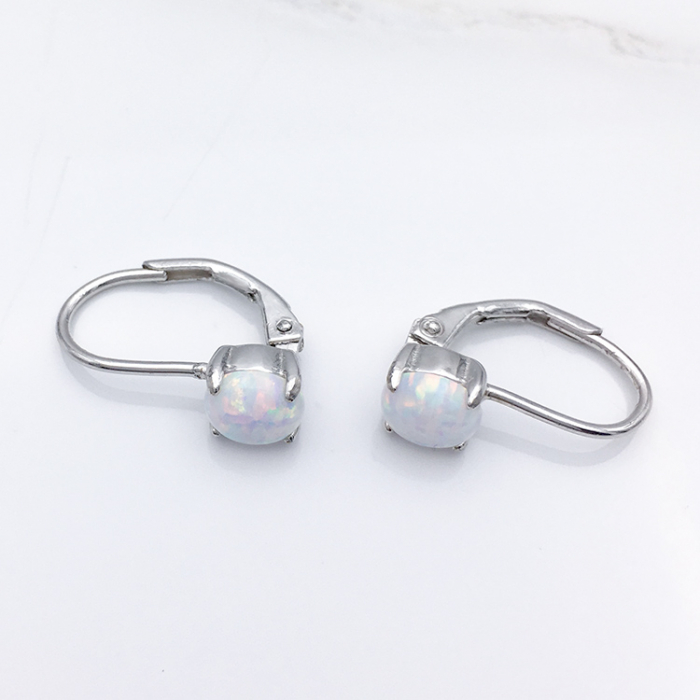 Cercei argint rodiat Opal Round [5]
