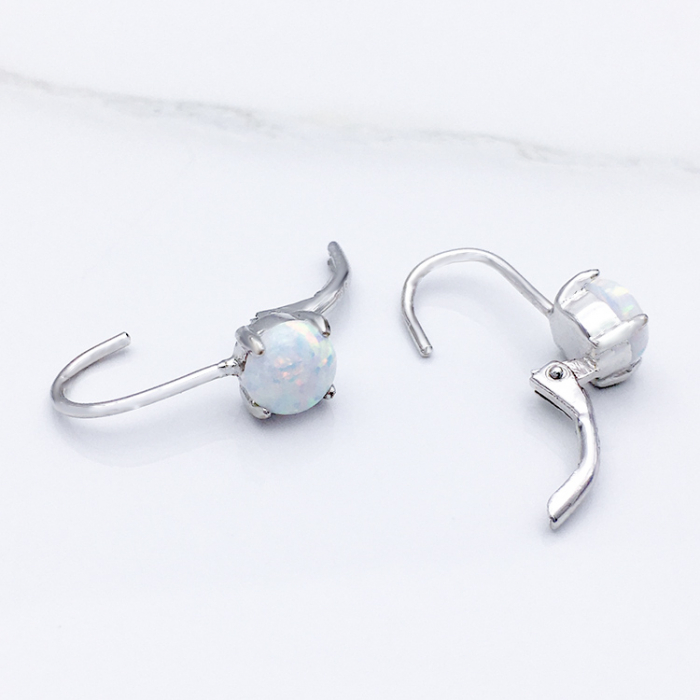 Cercei argint rodiat Opal Round [7]