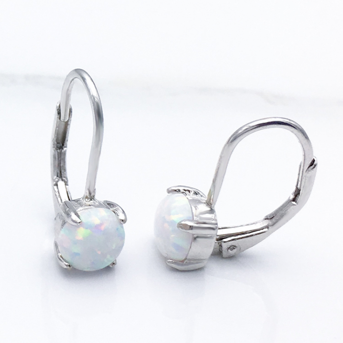 Cercei argint rodiat Opal Round [3]