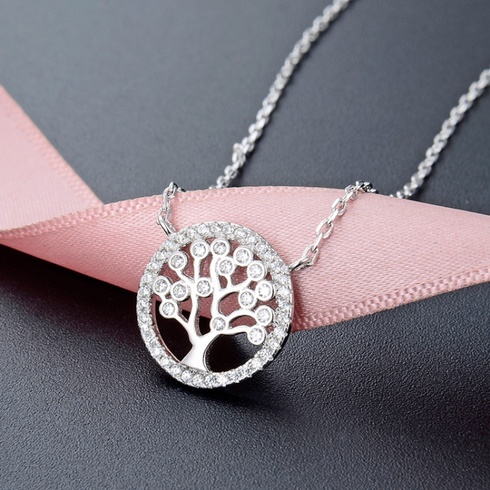 Colier argint rodiat Tree of life [2]