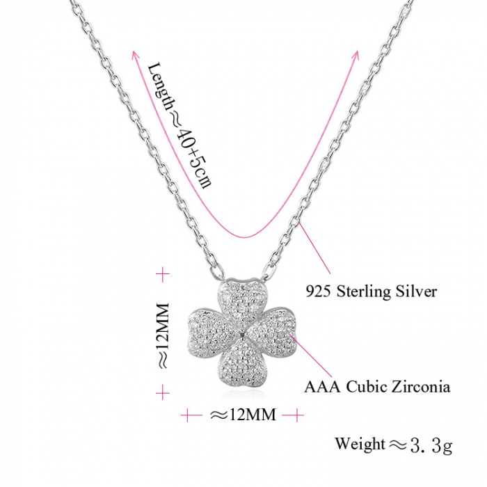 Colier argint rodiat Trifoi cu patru foi [2]