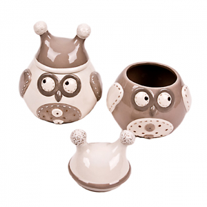 Cadouri si decoratiuni Paste - Borcan ceramic cu capac Owl - mare