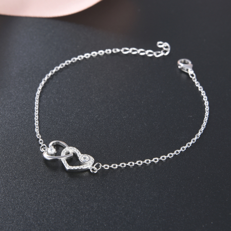 Bratara argint rodiat Doua inimi [2]