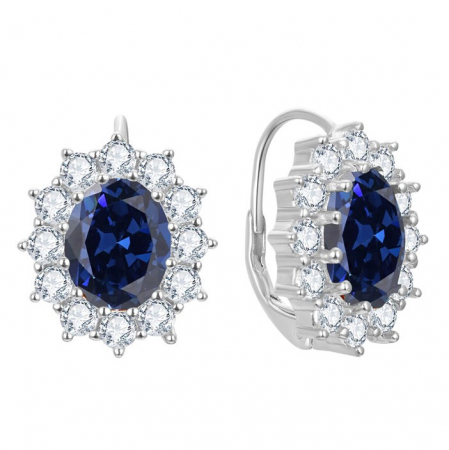Bijuterii argint - Cercei argint rodiat Dark Blue