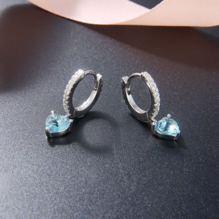 Cercei argint rodiat Blue Heart [1]