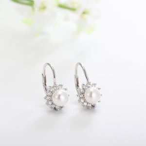 Cercei argint rodiat Flower Pearl [1]