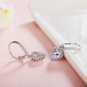 Cercei lungi argint rodiat Heart [4]