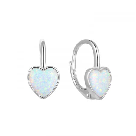 Cercei argint - Cercei argint rodiat Opal Heart