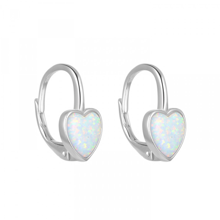 Cercei argint rodiat Opal Heart [1]