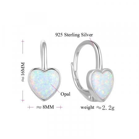 Cercei argint rodiat Opal Heart [5]
