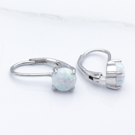 Cercei argint rodiat Opal Round [5]