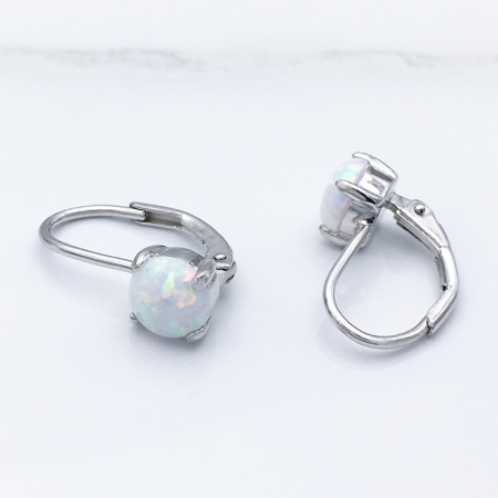 Cercei argint rodiat Opal Round [3]