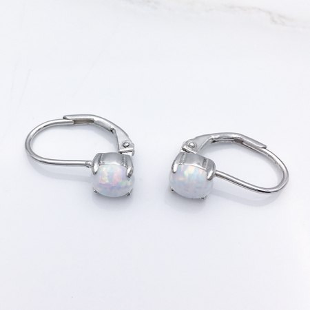 Cercei argint rodiat Opal Round [4]