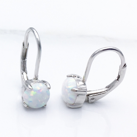 Cercei argint rodiat Opal Round [2]