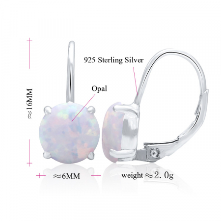 Cercei argint rodiat Opal Round [7]