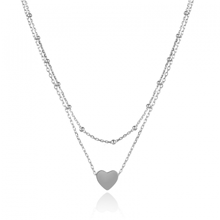 Colier argint rodiat 2 straturi Heart [0]