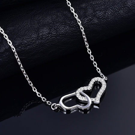 Colier argint rodiat Doua inimi [5]