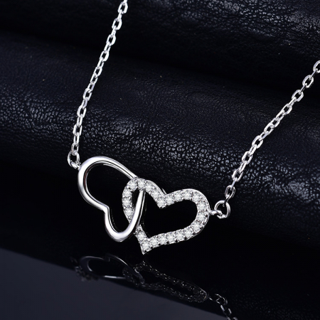 Colier argint rodiat Doua inimi [4]