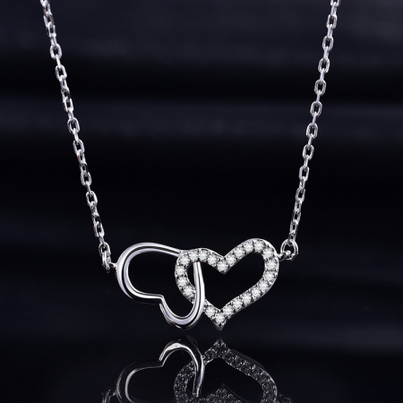 Colier argint rodiat Doua inimi [2]