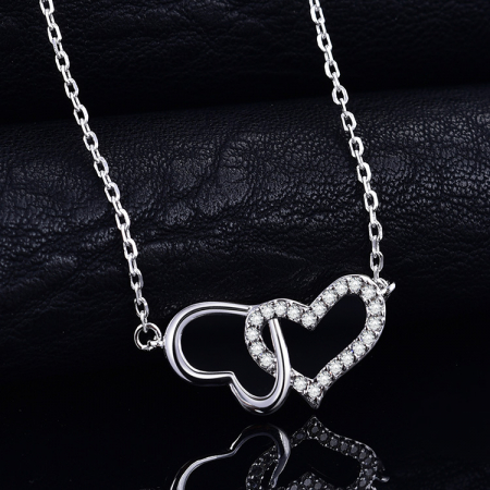 Colier argint rodiat Doua inimi [3]