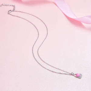 Colier argint rodiat Pink Heart Lock [4]