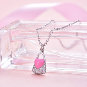 Colier argint rodiat Pink Heart Lock [1]