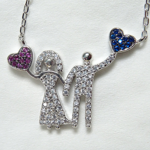 Cadouri Valentine's Day - Colier argint rodiat placat cu aur Love Couple