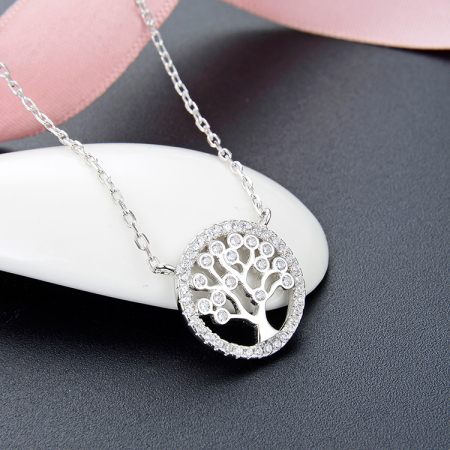 Colier argint rodiat Tree of life [0]