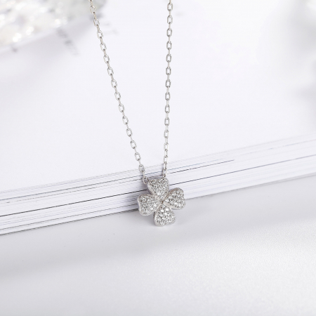 Colier argint rodiat Trifoi cu patru foi [2]