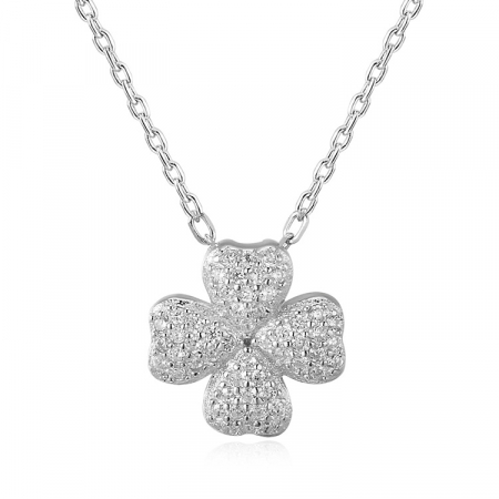 Colier argint rodiat Trifoi cu patru foi [0]