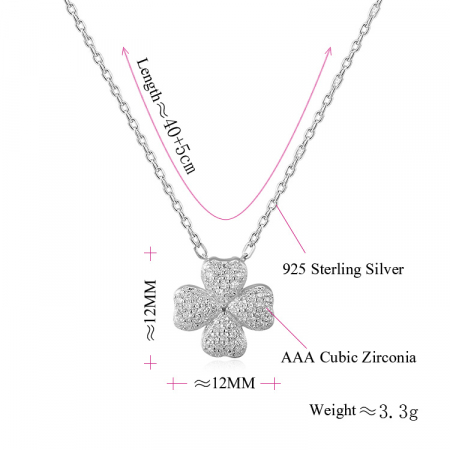 Colier argint rodiat Trifoi cu patru foi [1]